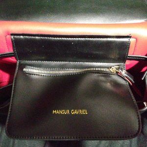 Mansur gavriel full sized bucket purse. Black out side red lining inside.